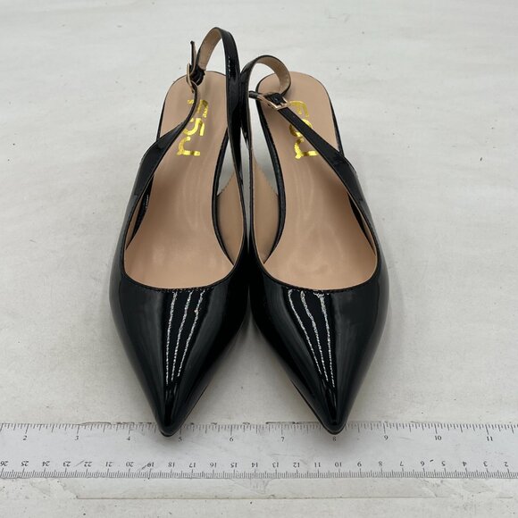 FSJ Black Slingback Pumps Low Heels Sandal Pointy Toe Comfortable Cute Shoes - Picture 3 of 8